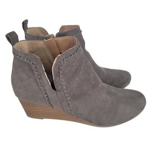 Dolce Vita DV Gray Suede Wedge Ankle Booties Women's Size 8